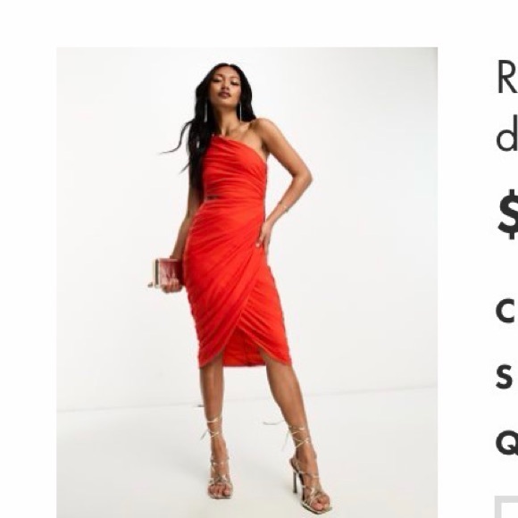 Rare London Ruched Red Dress - Picture 1 of 5